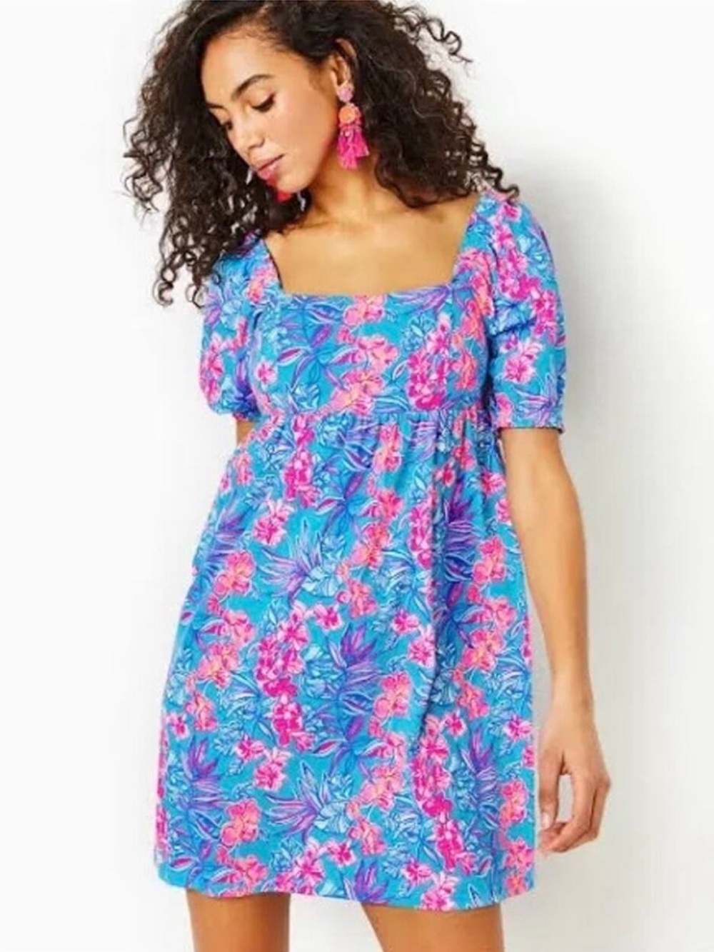 Lilly Pulitzer Women's Delaney Short Sleeve Blue Orchid Oasis Dress Size 6 NWOT